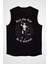 Kork Ama Yine Yap Astronot Siyah Unisex Kolsuz Kesik Kol T-Shirt 1
