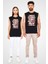 Deniz Kaplumbağası Karetta ve Palmiye Siyah Unisex Kolsuz Kesik Kol T-Shirt 2