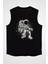 Uçan Astronot Siyah Unisex Kolsuz Kesik Kol T-Shirt 1