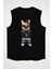 Rap Hip Hop Buldog Siyah Unisex Kolsuz Kesik Kol T-Shirt 1