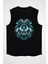 Tasarım Aslan Siyah Unisex Kolsuz Kesik Kol T-Shirt 1