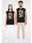 Tropikal Papağan Siyah Unisex Kolsuz Kesik Kol T-Shirt 2