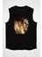 Gözlüklü Aslan Siyah Unisex Kolsuz Tişört Kesik Kol T-Shirt 2