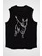 Eğlencel Bull Teriyer Siyah Unisex Kolsuz Tişört Kesik Kol T-Shirt 1