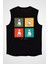 Pop Art Bull Teriyer Siyah Unisex Kolsuz Kesik Kol T-Shirt 1