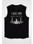 Memnuniyetsiz Kedi Siyah Unisex Kolsuz Tişört Kesik Kol T-Shirt 1