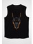 Doberman Yüzü Siyah Unisex Kolsuz Tişört Kesik Kol T-Shirt 1