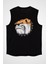 Kızgın Bulldog Siyah Unisex Kolsuz Tişört Kesik Kol T-Shirt 1