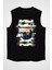 Yaban Mersini Siyah Unisex Kolsuz Tişört Kesik Kol T-Shirt 1