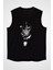 Sigara Içen Maymun Siyah Unisex Kolsuz Tişört Kesik Kol T-Shirt 1