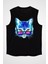 Gözlüklü Kedi Siyah Unisex Kolsuz Tişört Kesik Kol T-Shirt 1