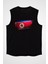 Kuzey Kore - North Korea Siyah Unisex Kolsuz Tişört Kesik Kol T-Shirt 1