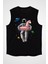 Pelikan Can Simidi ve Astronot Siyah Unisex Kolsuz Tişört Kesik Kol T-Shirt 1