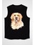 Hadi Oynayalım Golden Retriever Siyah Unisex Kolsuz Tişört Kesik Kol T-Shirt 1