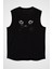 Kara Kedi Siyah Unisex Kolsuz Tişört Kesik Kol T-Shirt 1