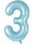 3 Açık Mavi Renk Rakam Folyo Balon 80 cm 1