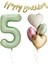 Su Yeşili Renk Rakam Kalp Balon Happy Bırthday Yazılı Doğum Günü Seti Yaş 5 1
