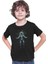 Astronot ve Kelebekler Siyah Unisex Çocuk Tişört T-Shirt 3