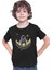 Ayda Oturan Astronot Siyah Unisex Çocuk Tişört T-Shirt 3