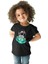 Uzay Gemisi Kullanan Astronot Siyah Unisex Çocuk Tişört T-Shirt 2