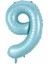 9 Açık Mavi Renk Rakam Folyo Balon 80 cm 1