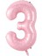 3 Açık Pembe Renk Rakam Folyo Balon 80 cm 1