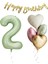 Su Yeşili Renk Rakam Kalp Balon Happy Bırthday Yazılı Doğum Günü Seti Yaş 2 1