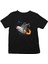 Roket ve Astronot Siyah Unisex Çocuk Tişört T-Shirt 1