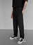 Erkek Yazlık Baggy Fit Çizgili Rahat Pantolon Siyah 2