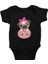 Donut Üstünde Oturan Küçük Pug Siyah Unisex Bebek Body - Zıbın 1