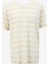 Bej Erkek Bisiklet Yaka Relaxed Çizgili T-Shirt F4SM-TST 0245 1