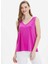 V Yaka Düz Fuşya Kadın Bluz 24YSL8780 3
