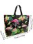 Siyah 27X32X10CM Moda Flamingo Baskı Alışveriş Çantası Kadın Katlanabilir Dokunmamış Kumaş Eko Çanta Seyahat Bakkal Katlanır Çanta Giyim Tote Çanta (Yurt Dışından) 5