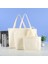 BEJ-33X38X10CM Büyük Kapasiteli Kanvas Alışveriş Çantaları Diy Katlanır Çevre Dostu Pamuk Bez Çantalar Omuz Çantası Yeniden Kullanılabilir Bakkal Çanta Bej Beyaz (Yurt Dışından) 2