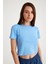 Light Blue Crop T-Shirt Açık Mavi Bisiklet Yaka Kadın Tişört Baby Tee 2