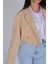 Kadın Bej Düğmeli Crop Blazer Ceket 4