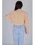 Kadın Bej Düğmeli Crop Blazer Ceket 5