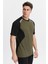 Erkek Sıfır Yaka Tişört Nefes Alan Kumaş Procool Spor Outdoor T-Shirt Haki-Siyah 4