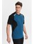 Erkek Sıfır Yaka Tişört Nefes Alan Kumaş Procool Spor Outdoor T-Shirt Indigo-Siyah 3