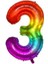34 Inç 80 cm Gökkuşağı Folyo Rakam Balon 3 1