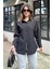 Kadın Siyah Basic Model, Gofre Kumaş, Salaş Gömlek 1