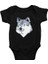Mavi Gözlü Köpek Sibirya Kurdu Husky Haski Siyah Unisex Bebek Body - Zıbın 1