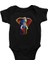 Renkli Fil Siyah Unisex Bebek Body - Zıbın 1