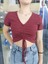 2790 V Yaka Önden Büzgülü Crop 2