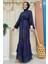 Pulpayet Işlemeli Abaya ve Elbise Takım 8483 Lacivert 3
