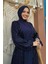 Pulpayet Işlemeli Abaya ve Elbise Takım 8483 Lacivert 4