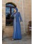 Boydan Fırfırlı Yelekli Elbise Takım 8489 Indigo 3