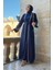 Inci Detaylı Abaya Elbise Takım 8493 Lacivert 1