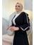 Kolları Fırfırlı Taş Detay Abayalı Takım 8484 Siyah 4