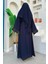 Zincir Püskül Detay Şallı Abaya 7887 Lacivert 2